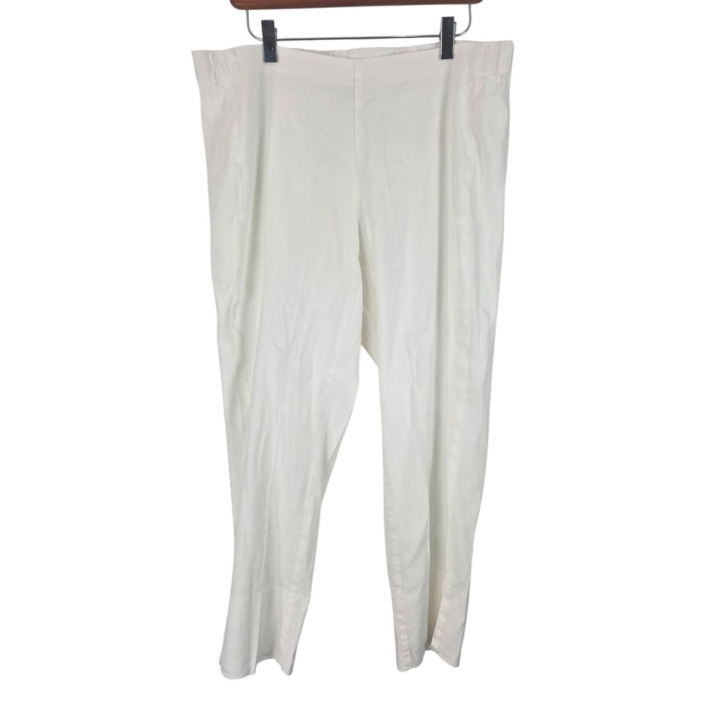 J.Jill Linen Stretch‎ Capri Pants M Womens White Mid Rise Elastic Waist Beachy